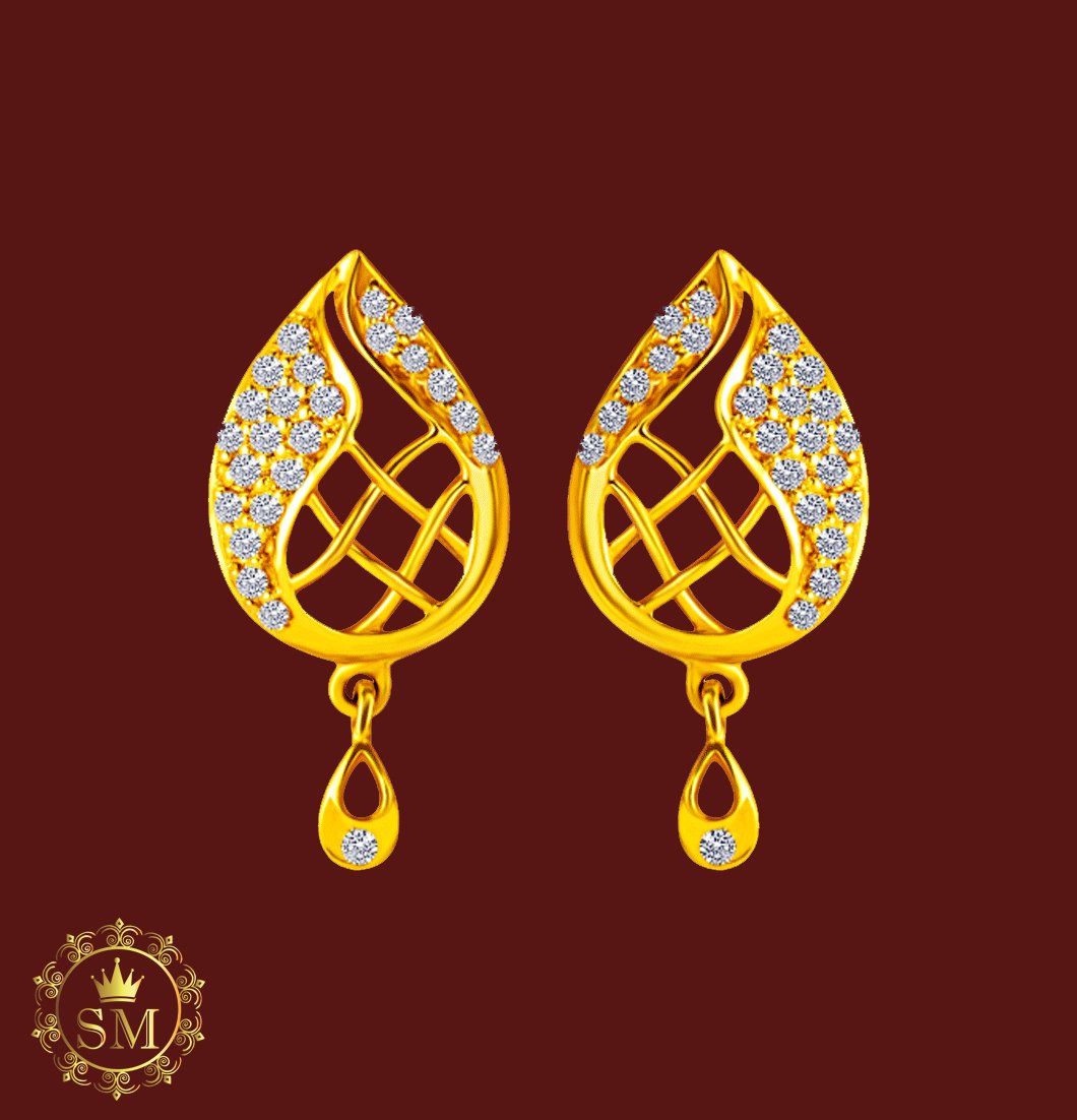 Gold CZ Stone Stud Earrings